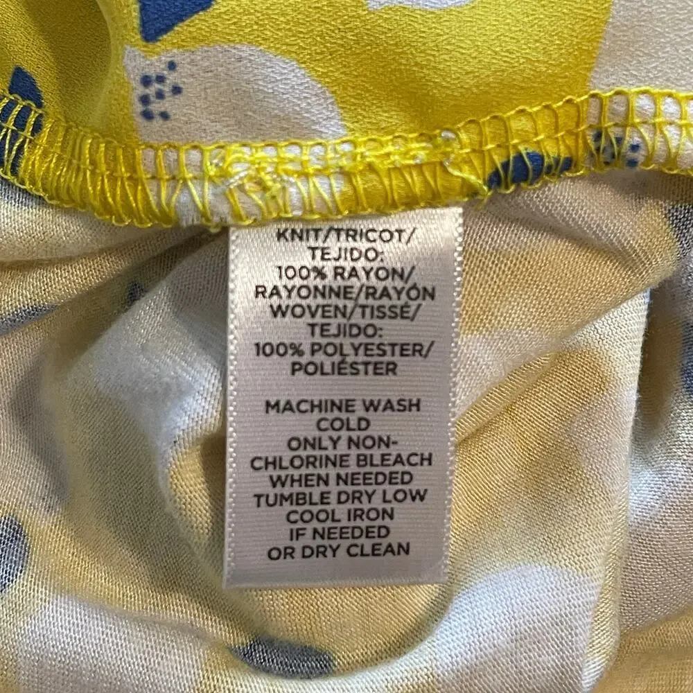 LOFT Lemon Print Top Womens Medium Yellow Novelty Playful Lemonade Tank - Picture 7 of 9